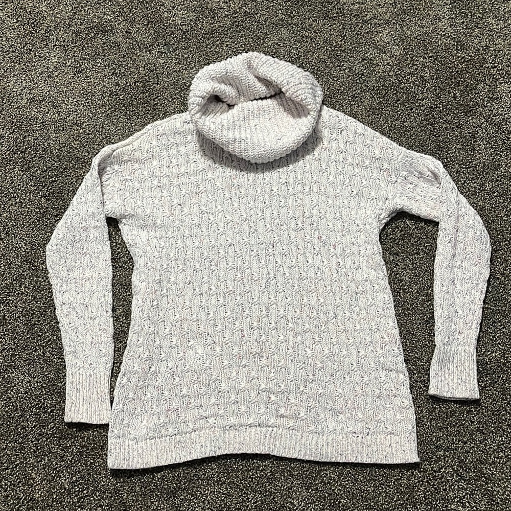 Loft women’s small funnel neck turtle neck chunky knit sweater speckle